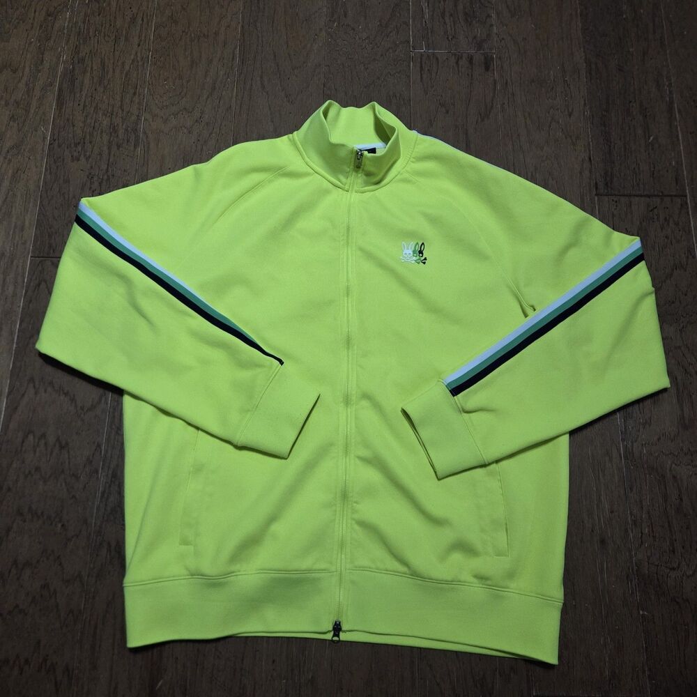 Psycho Bunny Track Jacket Mens Abbott Full Zip Sz 3XL Safety Yellow Neon Bright